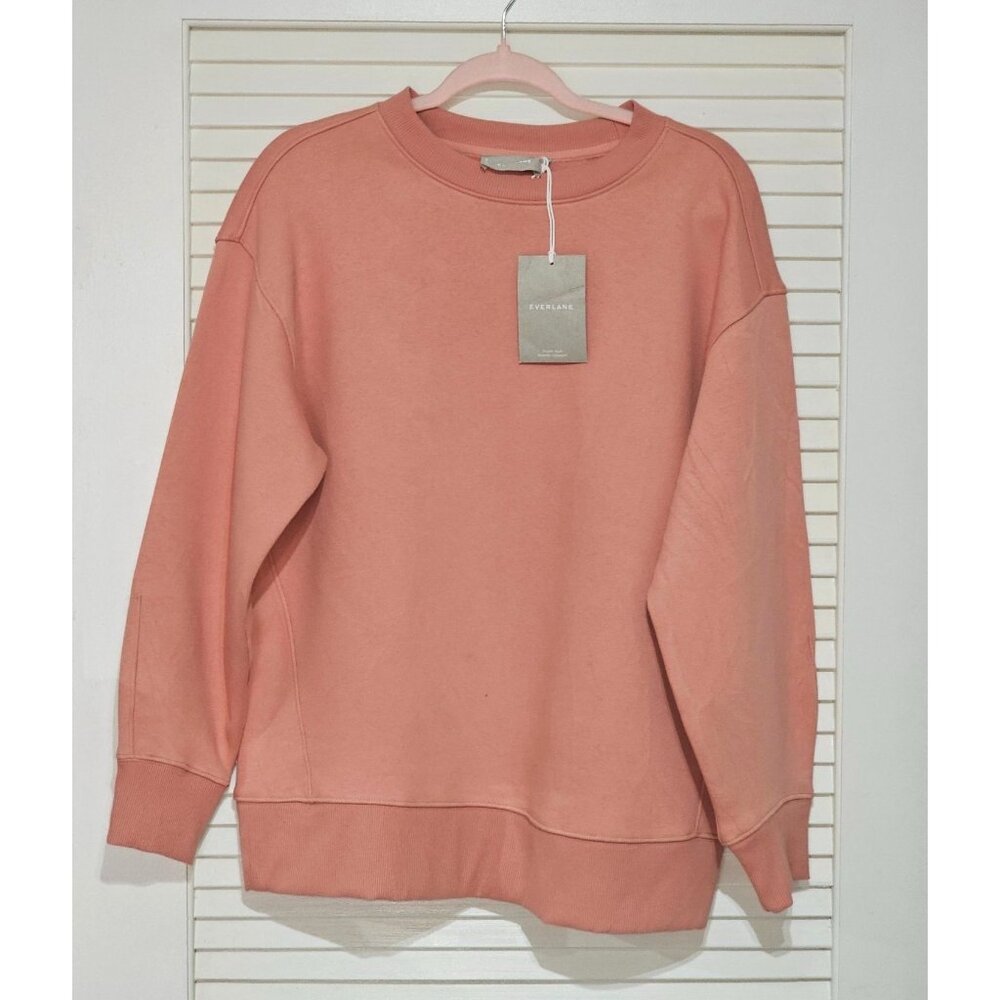 NWT Everlane Women's Coral Pink Cotton Merino Summer Crew Sweatershirt Sz S 1832 - Picture 10 of 11